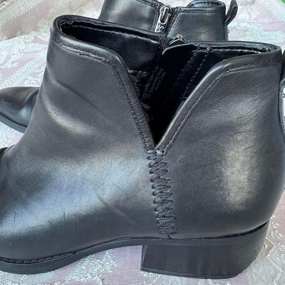 Franco Sarto Women's Black Leather Ankle Boots - Picture 3 of 8